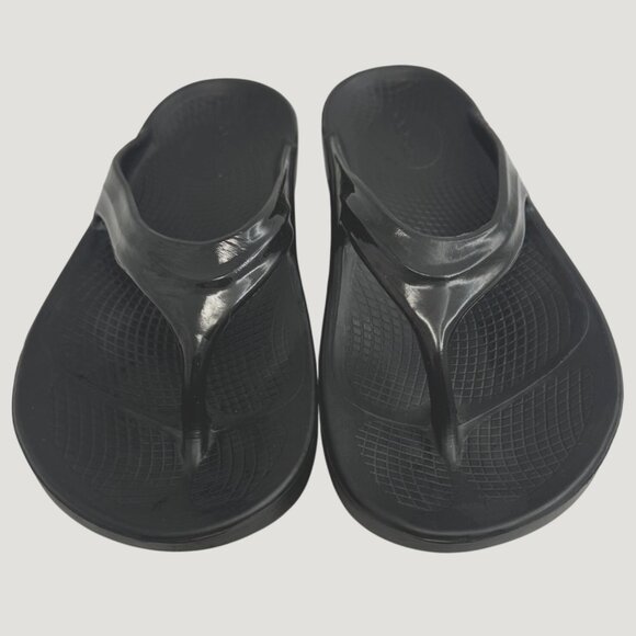 OOfos Womens OOlala Sandal Black Post-Workout Recovery Flip Flop Sandals - Picture 8 of 9